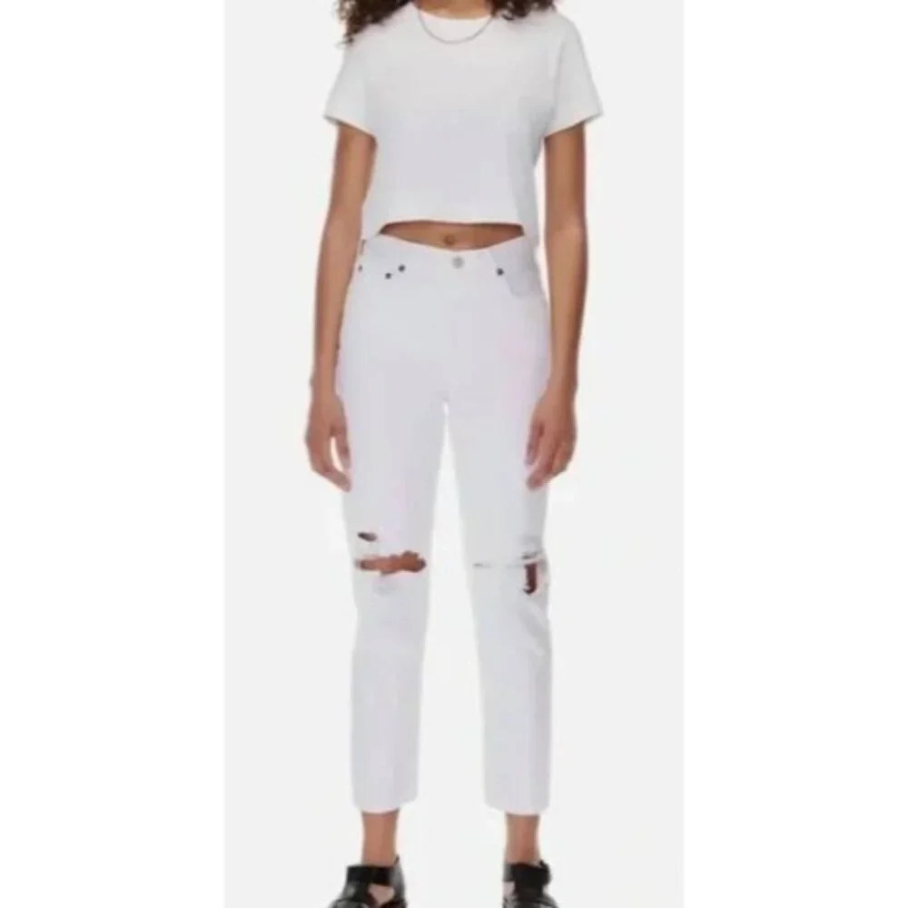Agolde Fen High Rise Relaxed Denim In Conjure White Jeans-sz 27